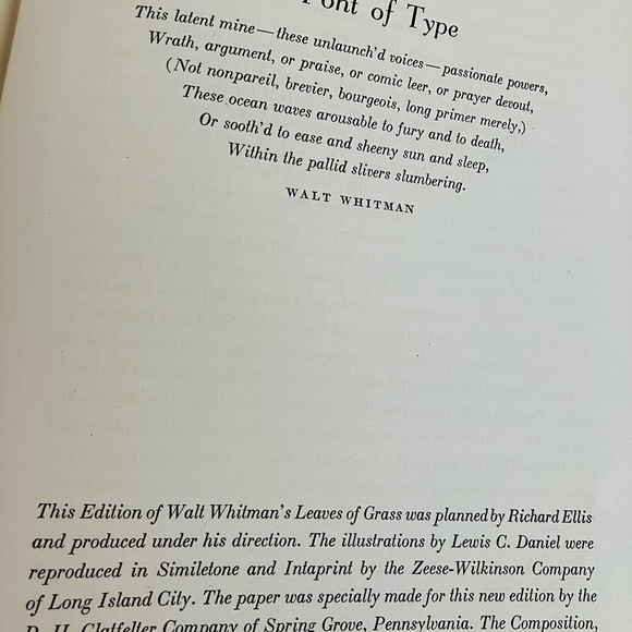 WALT WHITMAN LEAVES OF GRASS COPYRIGHT 1940 DOUBLEDAY DORAN &CO PRINTED IN USA - Picture 4 of 16